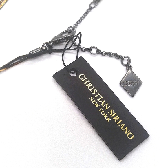 CHRISTIAN SIRIANO NY Black Gold Pendant Necklace Made with Swarovski Crystals - Picture 6 of 6